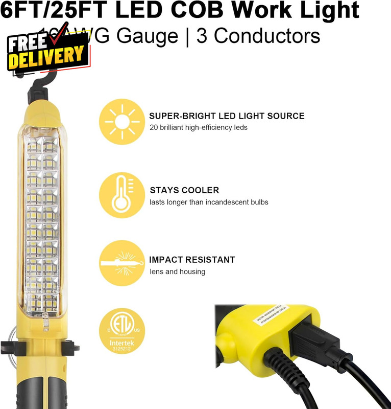 LED Trouble Light Handheld Corded Work Lights with Strong Magnet Double Swivel.. gallery