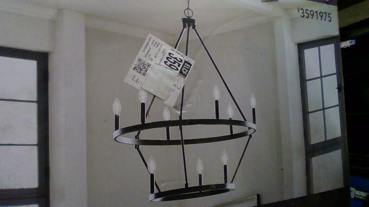 Beautiful Allen+roth 9 Light Chandelier In Matte Black With 48 Inch Chain gallery