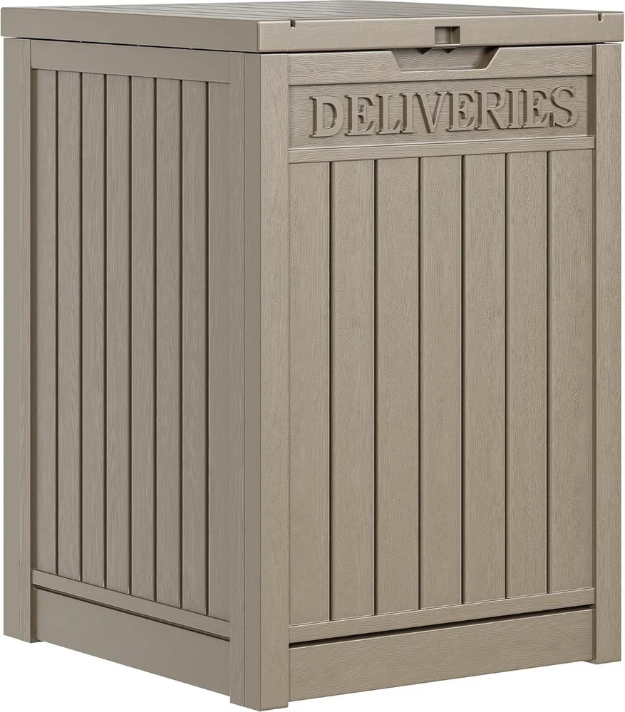 Outdoor Package Delivery Box 51 Gallon Lockable Resin Parcel Mailbox Storage Bin gallery