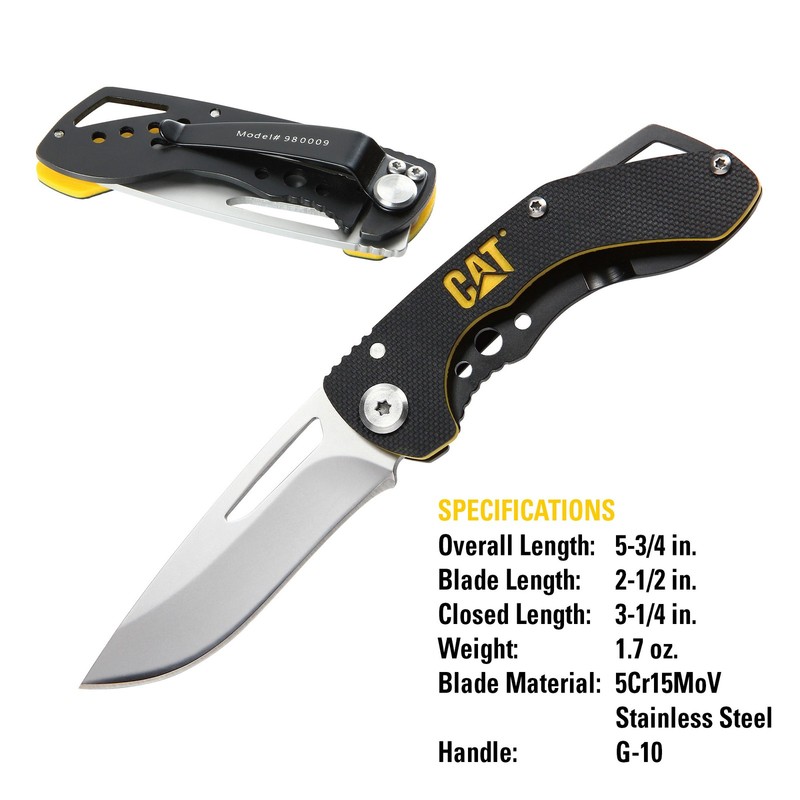 Cat 5-1/2 Inch Drop Point Folding Knife - 980009 gallery