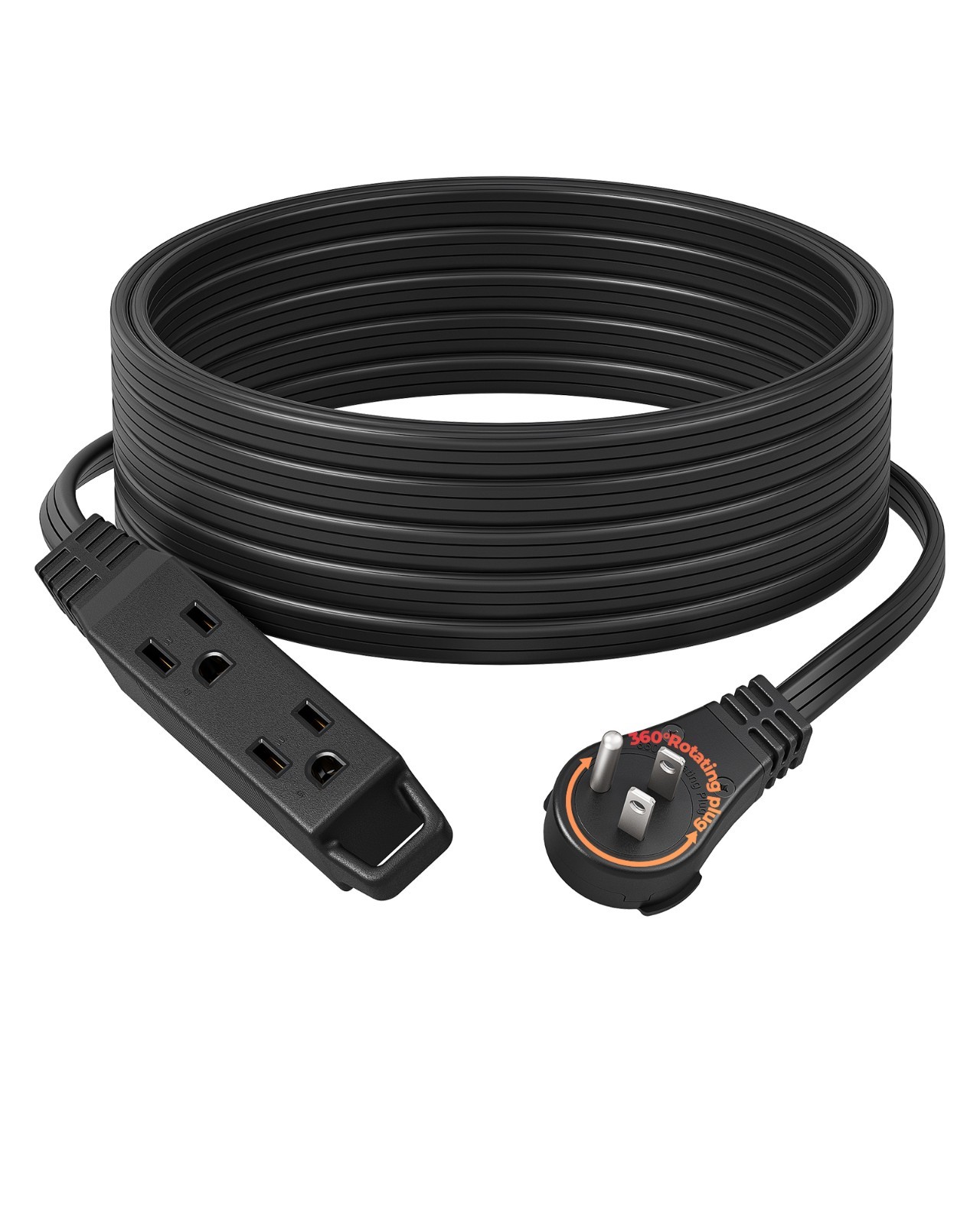 DEWENWILS 25FT Flat Extension Cord 3 Outlet 16AWG 13A 1625W ETL Listed gallery
