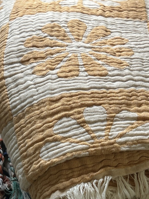Daisy Woven Throw Blanket 100% Cotton TH Kassatex Sold By Anthropologie 52 X 72 gallery