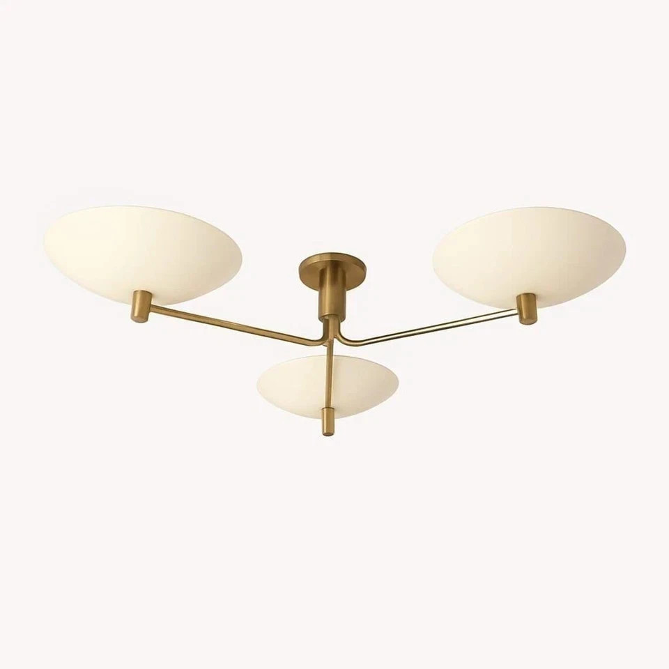 3-Arm Sputnik Chandelier - Handmade Mid-Century Modern Raw Brass Flush gallery