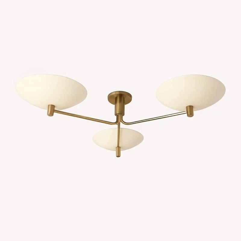 3-Arm Sputnik Chandelier - Handmade Mid-Century Modern Raw Brass Flush gallery