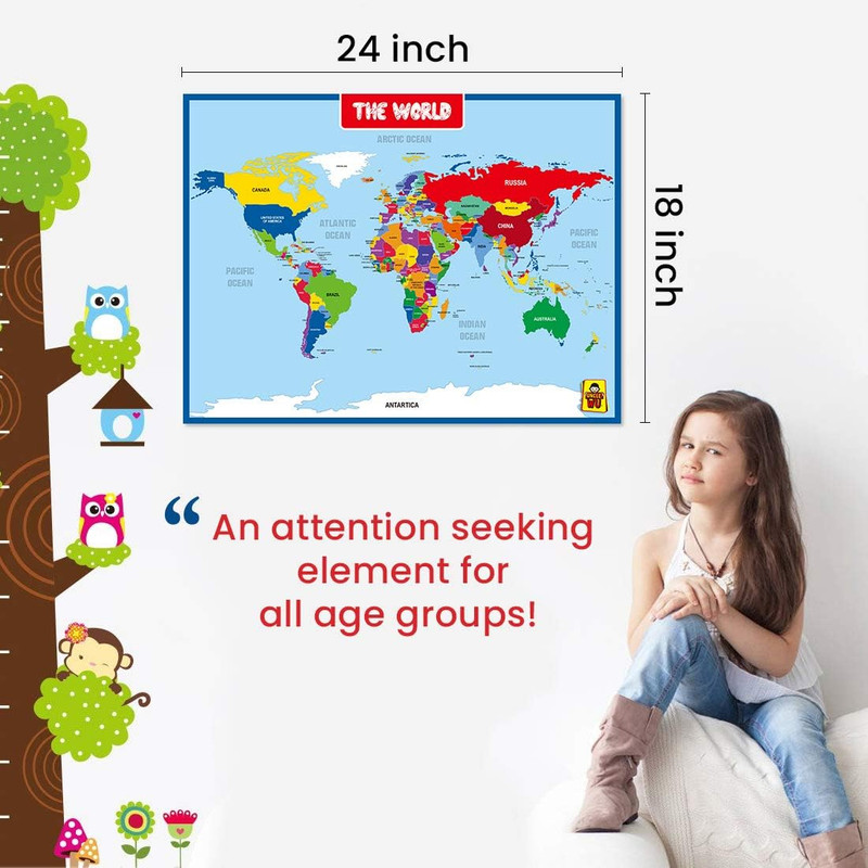 World Map Laminated Poster -Double Side Educational Poster for Kids/Adults -17 X gallery