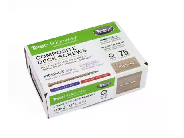 Trex Hideaway Composite Deck Screws Rocky Harbor 10x2-1/2 75 Count gallery