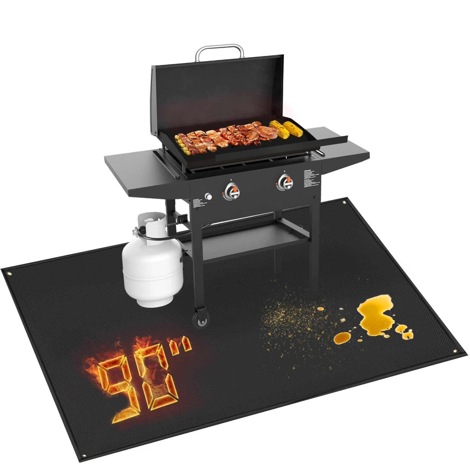 TOHONFOO 90 x 48 in Under Grill Mat Compatible with Blackstone 28in & 36in Gr... gallery