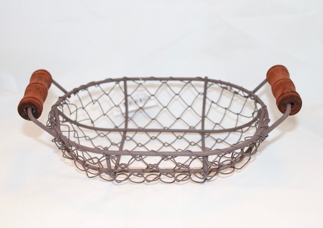 Primitives by Kathy Small Wire Basket Wood Handles Rustic Home Decor Farmhouse gallery