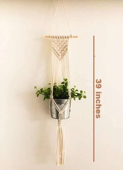 Macrame Plant Hanger Handmade Cotton Rope Hanging Planter for Outdoor gallery