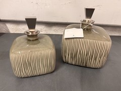 Uttermost Cayson Ribbed Ceramic Bottles (SET OF 2 – 6″x8″x6″ & 7″x9″x7″) # 18938
