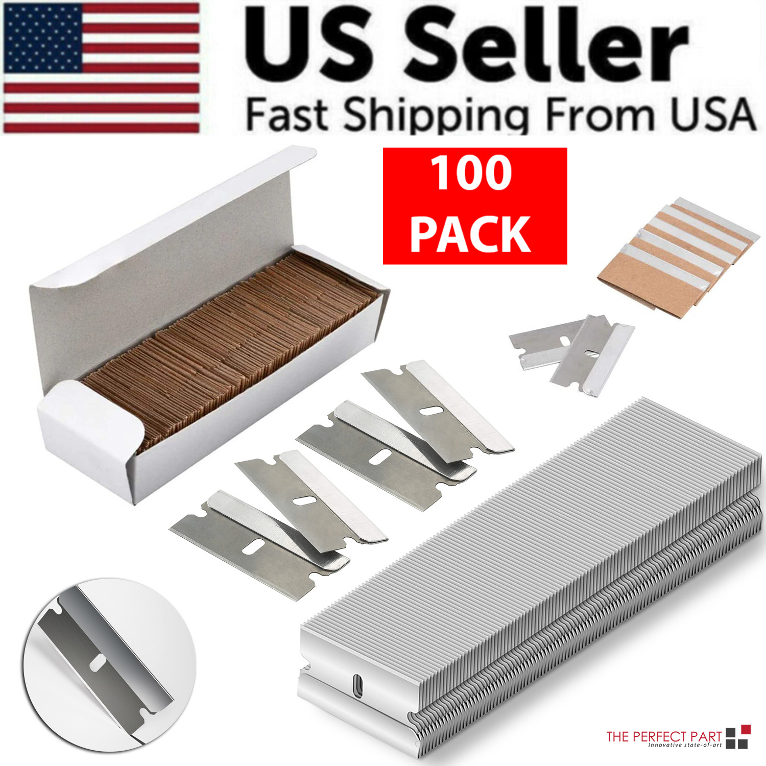 100 PCS Razor Blades Single Edge Extra Sharp Heat Treated Safety Knife Scrapers gallery