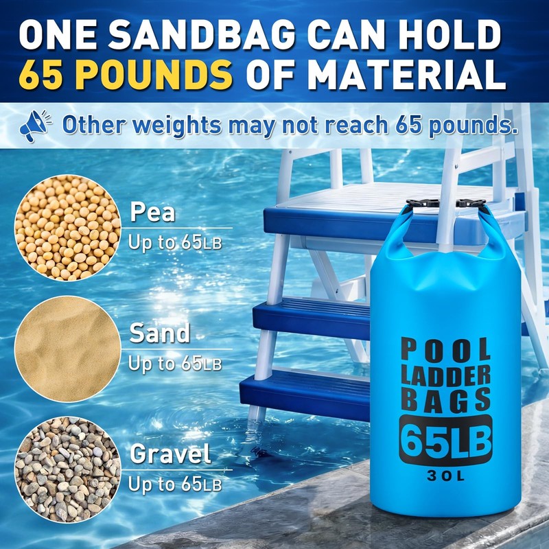 Pool Step Weights 2 Pack 30L 65LB Waterproof 500D PVC Sand Bags 30L 65LB Ladder gallery