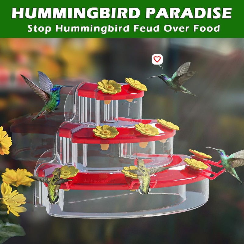 Birdream Window Hummingbird Feeder, Strong Suction Cup 1 Pack, Red gallery