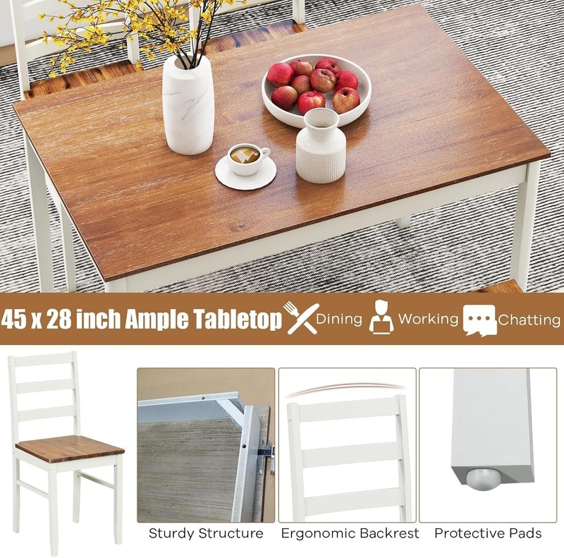 Dining Table Set for 4, Solid Wood Kitchen Table and Chairs, Farmhouse Dinett... gallery