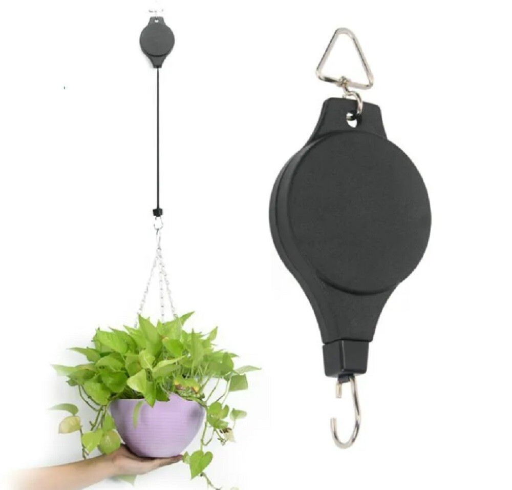 2-Piece Retractable Plant Pulley Set - Adjustable Hook for Hanging Baskets & Pot gallery