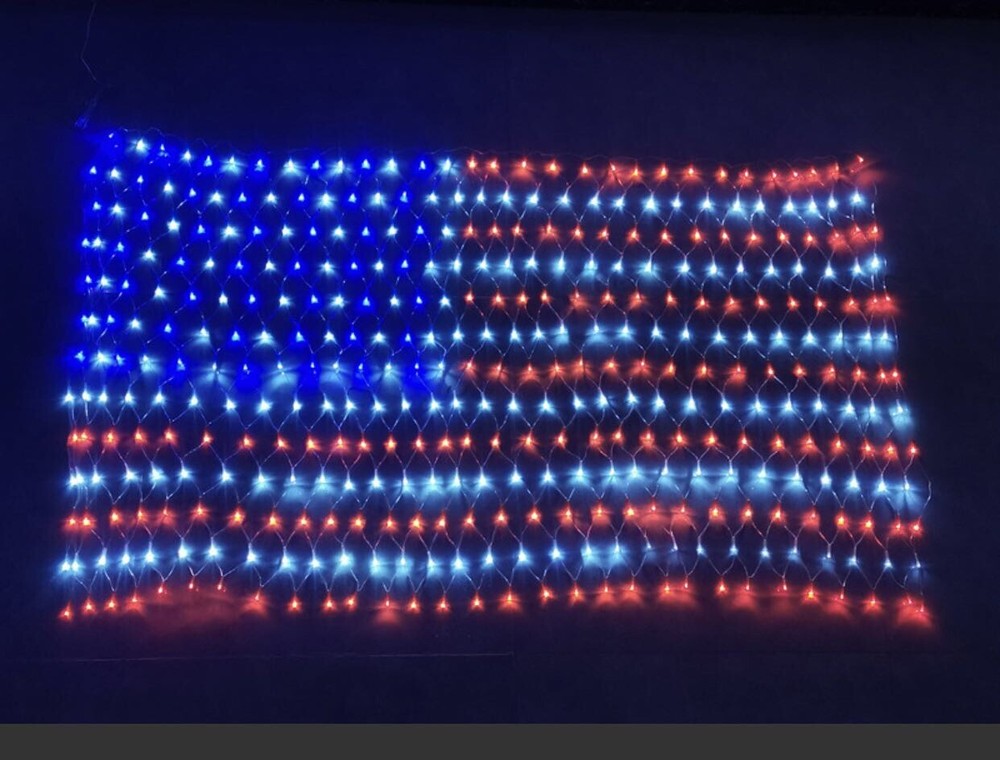 American Flag Plug In String Lights NEW