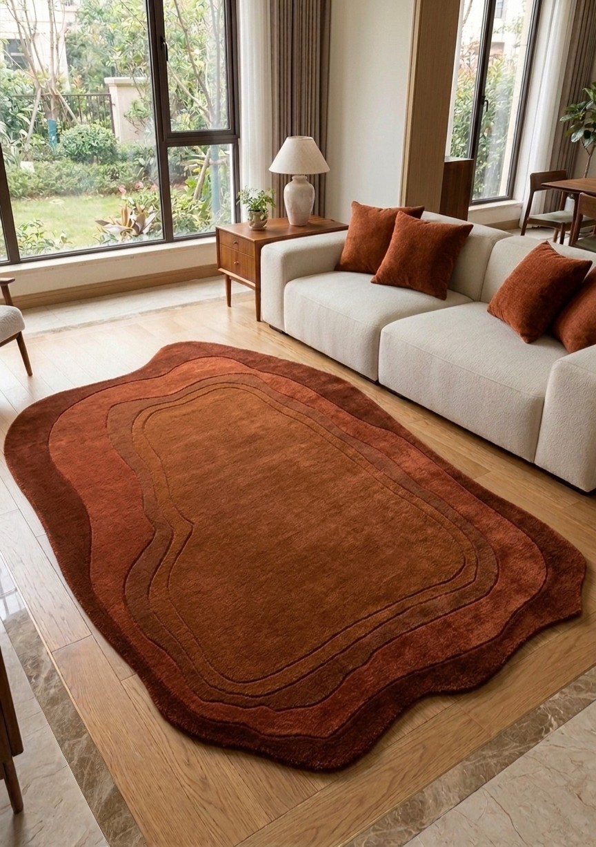Wool Rugs Modern Irregular Shape Area Rug Hand Tufted Sculpted Contour Carpet gallery