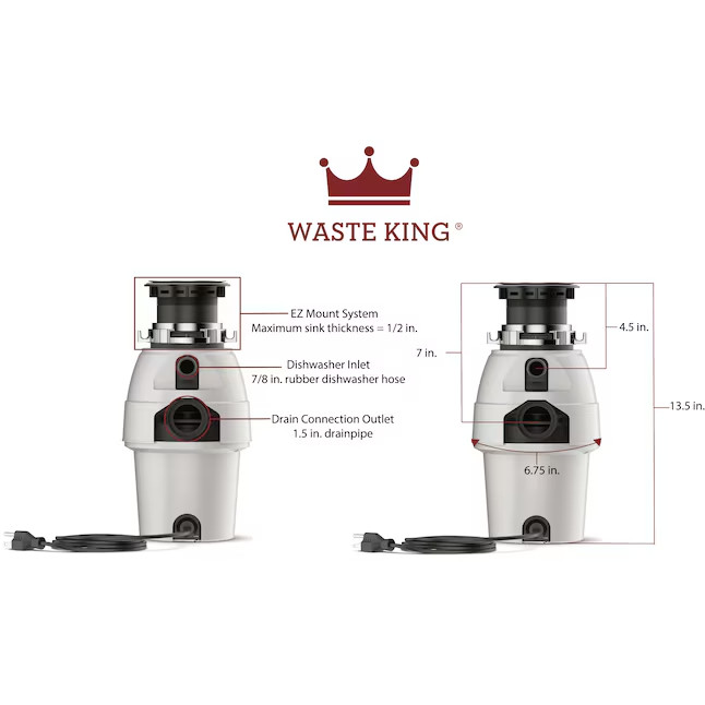 Waste King Legend Continuous feed 1/2-HP Septic Safe Corded Garbage Disposal gallery