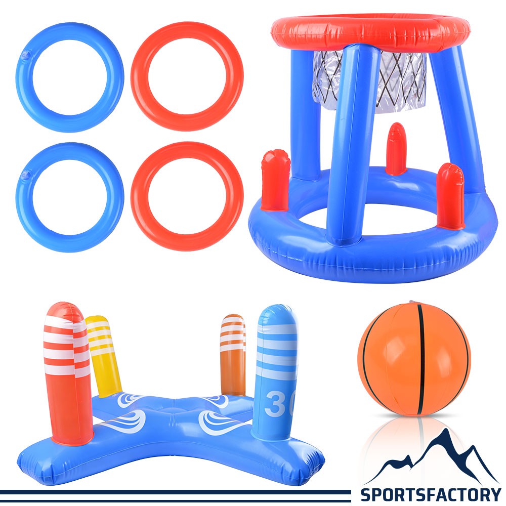 Inflatable Pool Toys Games Floating Basketball Hoop Ring Toss Game Set fr Summer gallery