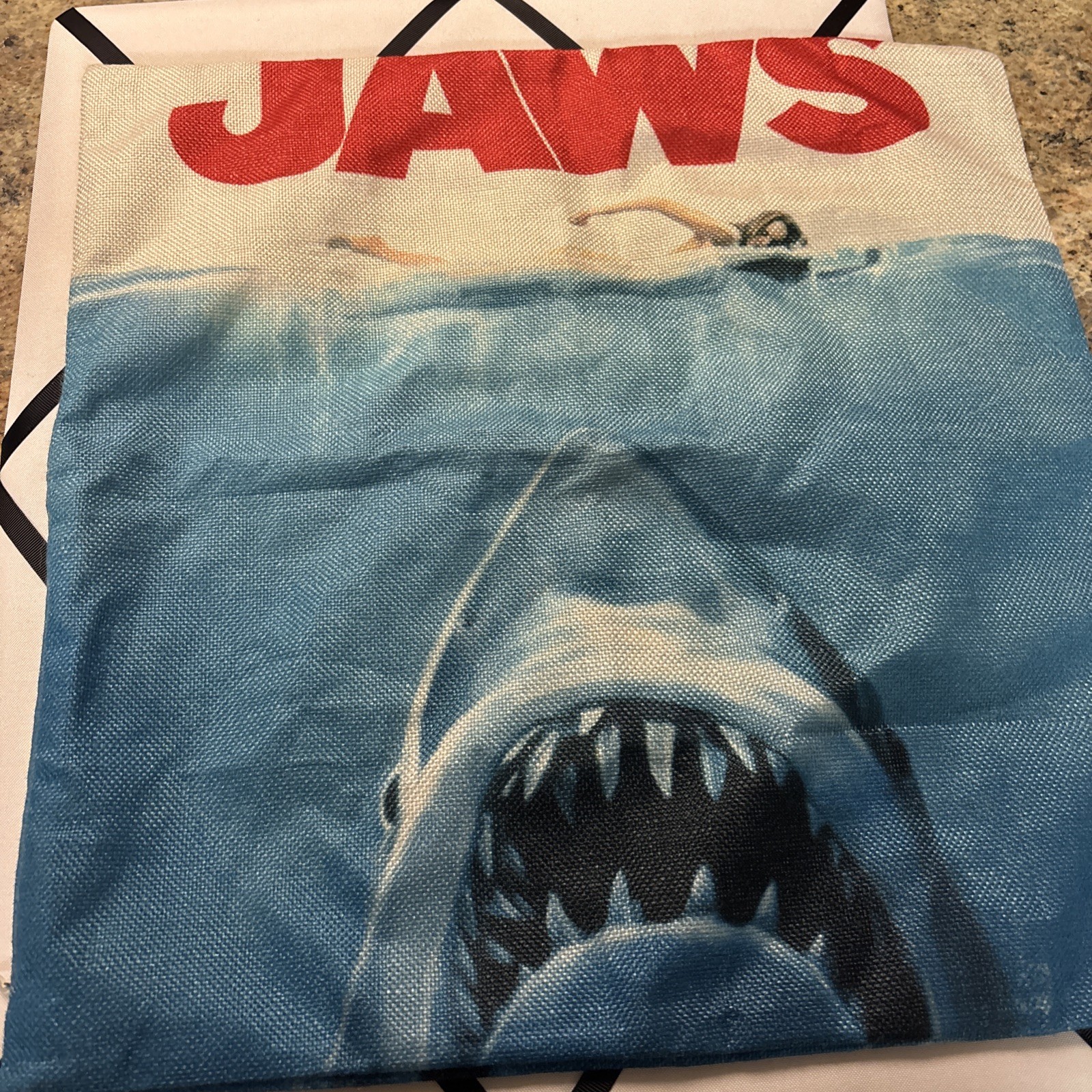 Jaws Pillow Cover (2)Sided Zippered Bottom Opening 17 x17 rare 2 sided gallery