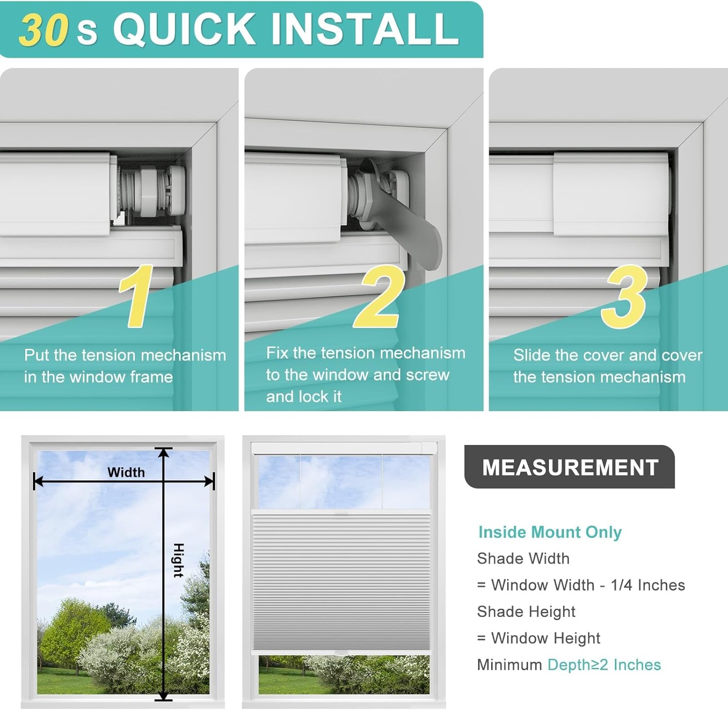 Changshade Blackout No Tools No Drill Honeycomb Day Night Cellular Shades gallery