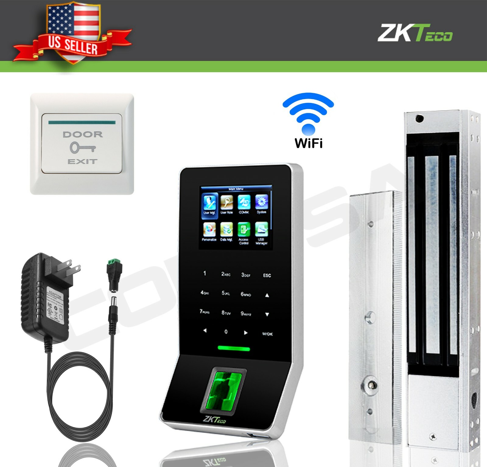 Kit Door Access Control System Biometric Fingerprint zkteco, 600lb ZK f22 Entry gallery