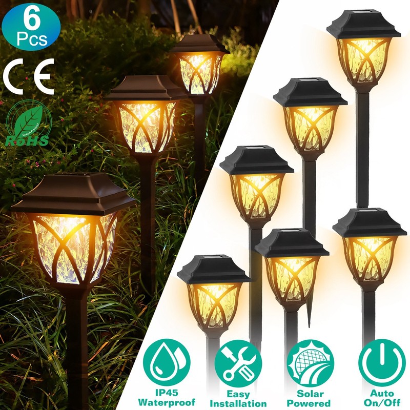 6Pcs Solar Pathway Lights, Bright Solar Garden Lights Outdoor IP45 Waterproof gallery