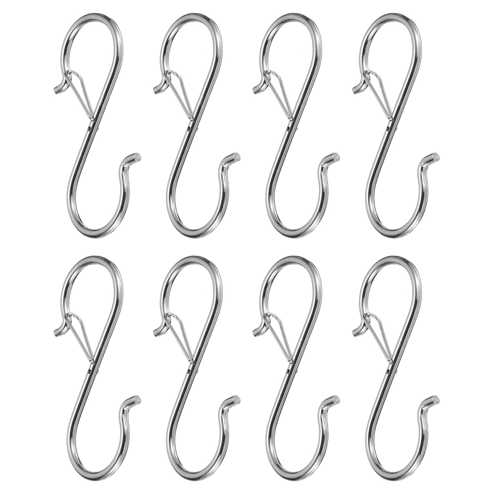 8pcs S Hooks 3.5 Inch S-shaped Hook with Safety Buckle for Hanging Silver gallery