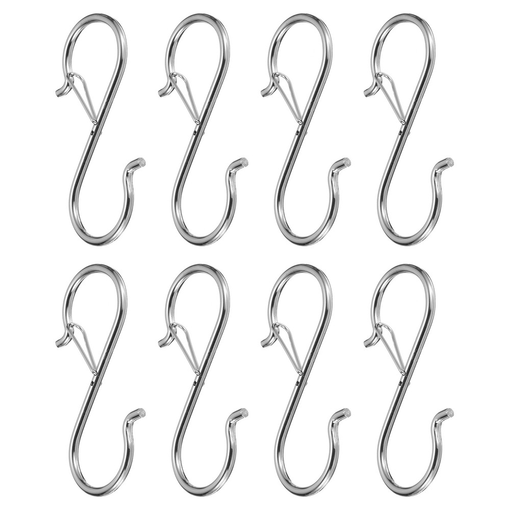 8pcs S Hooks 3.5 Inch S-shaped Hook with Safety Buckle for Hanging Silver
