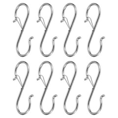 8pcs S Hooks 3.5 Inch S-shaped Hook with Safety Buckle for Hanging Silver