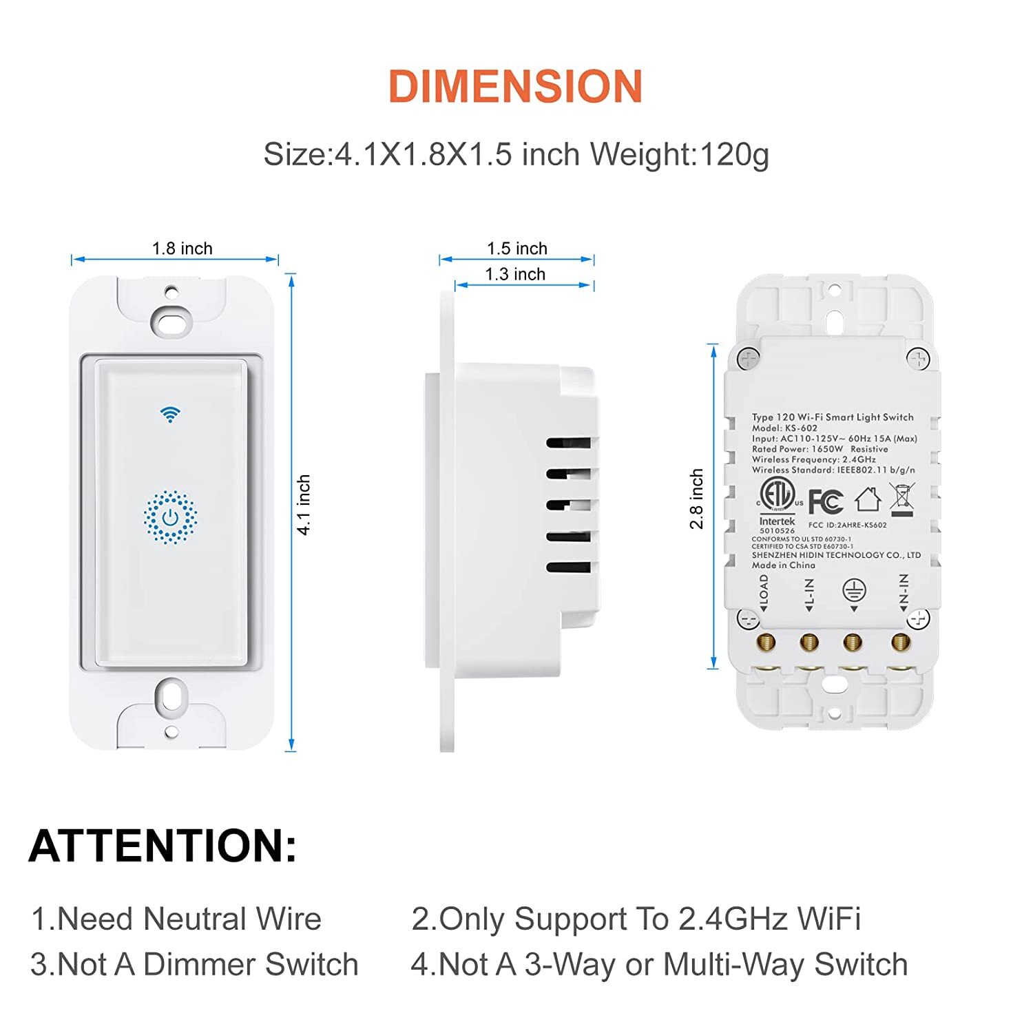 Nexete Smart Wi-Fi Light Switch Alexa Google Smart Life App Open Box gallery