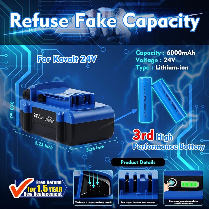Enhanced 6.0Ah Replacement Batteries for Kobalt 24V Power Tools - 2 Piece gallery