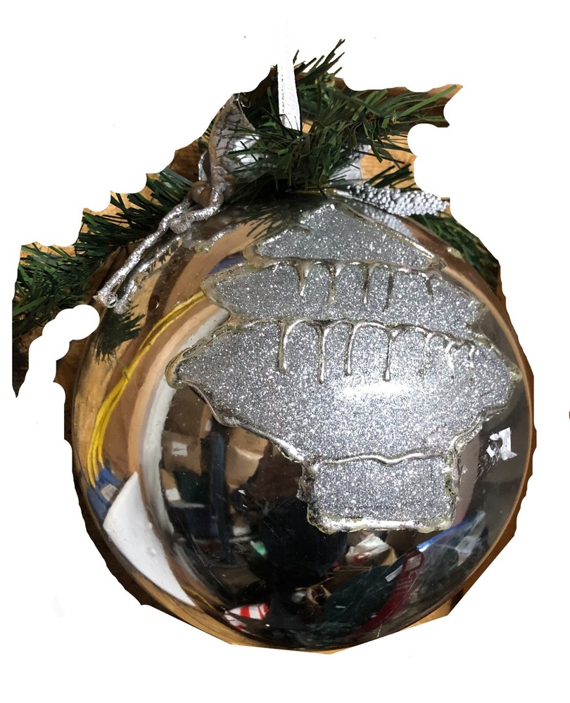 Ceramic Hanging Globe - Approximately 16" in Diameter (Silver or Red)