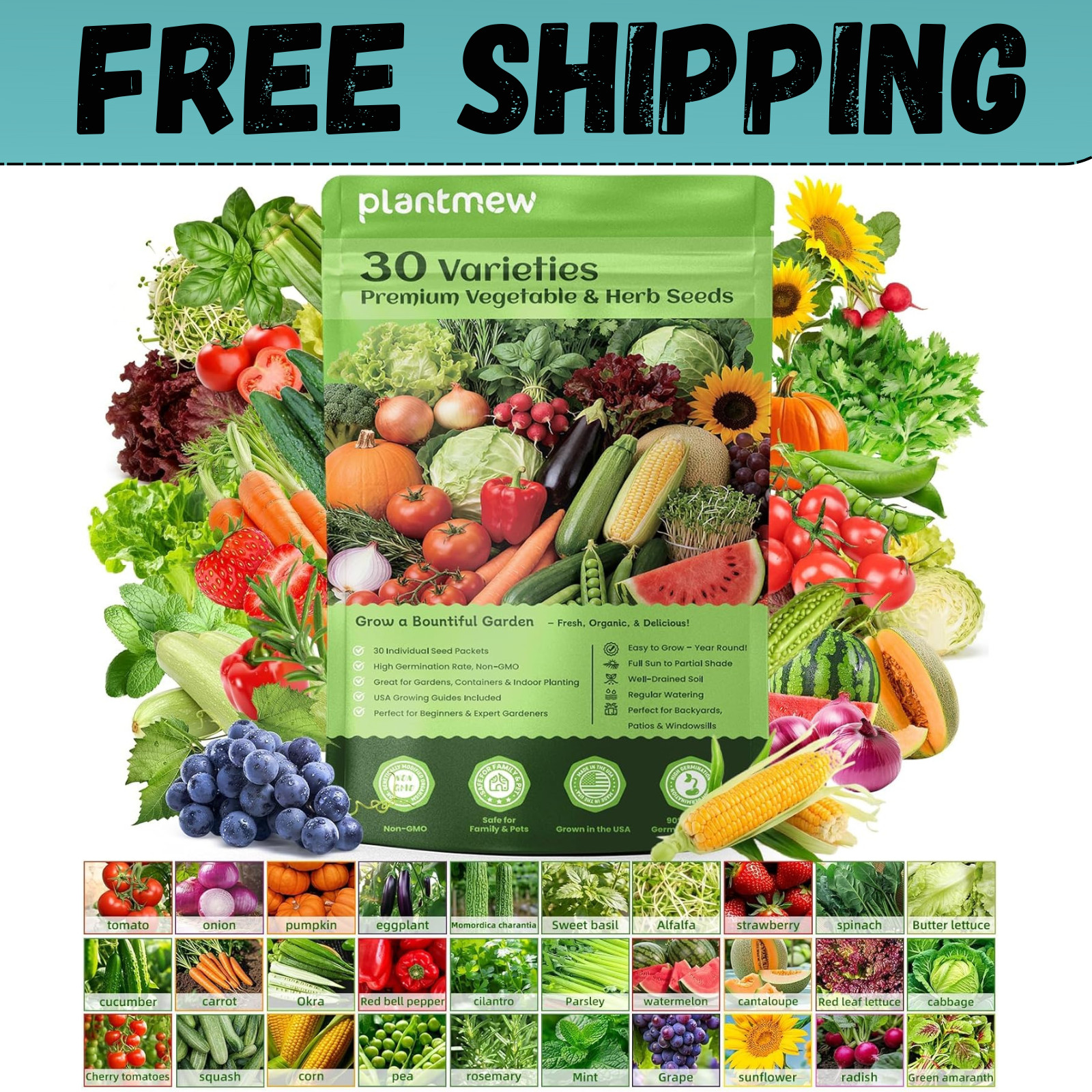 Seed Vault Heirloom Vegetable Seeds Kit, 15,000+ Non-GMO, Survival Gear gallery