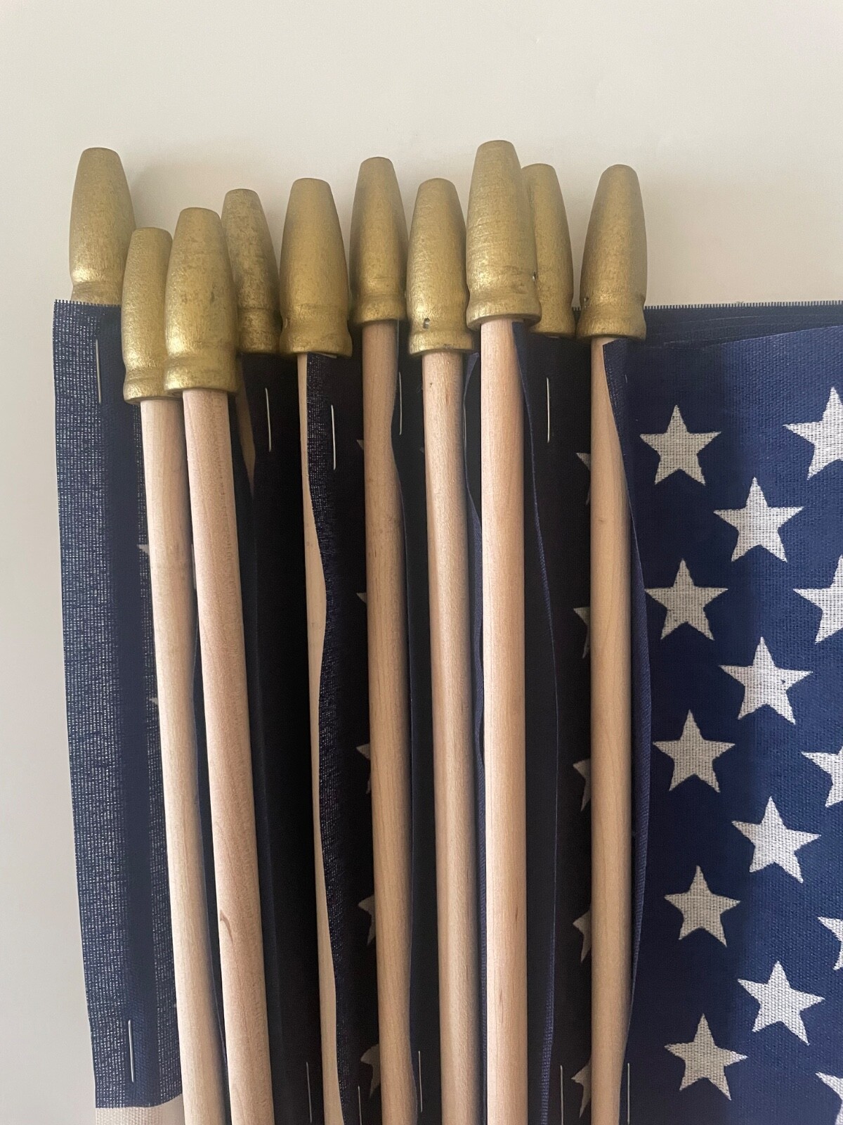 12 Pack - U.S. Flag American Flag Golden Spearhead 18'X12" Made in USA 30" Pole gallery
