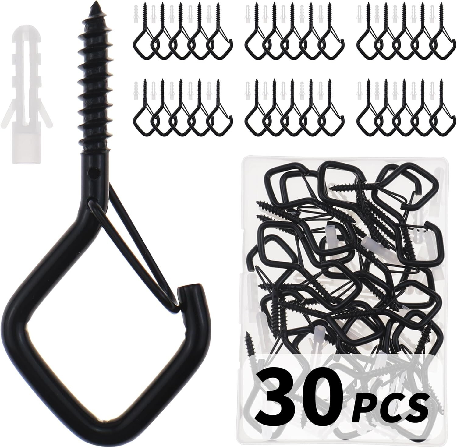 10/30 PCS Cup Screw-in Hanger Hooks with Safety Buckle, Windproof Screw Hooks gallery