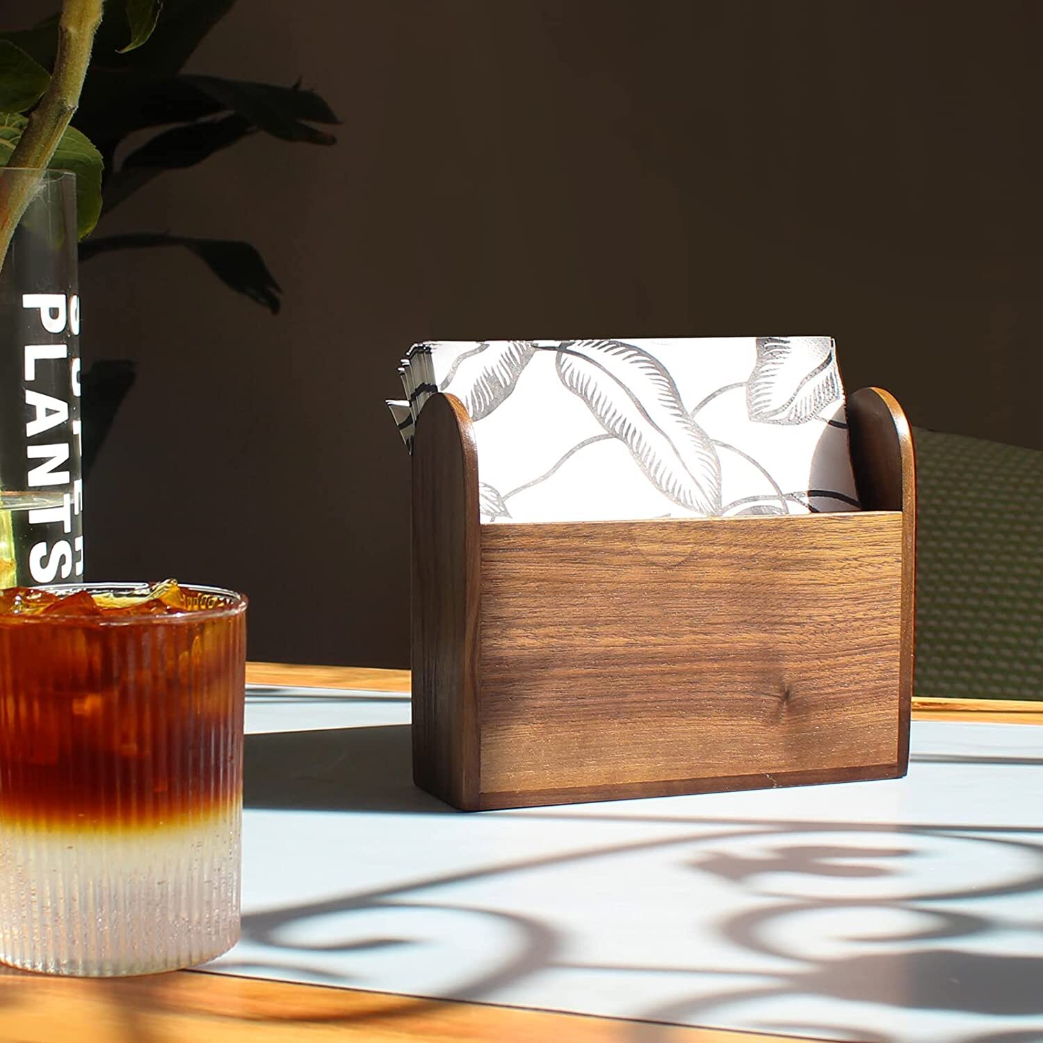 Consdan Wooden Napkin Holder Suitable for Kitchen, Restaurant, Bar, Office gallery