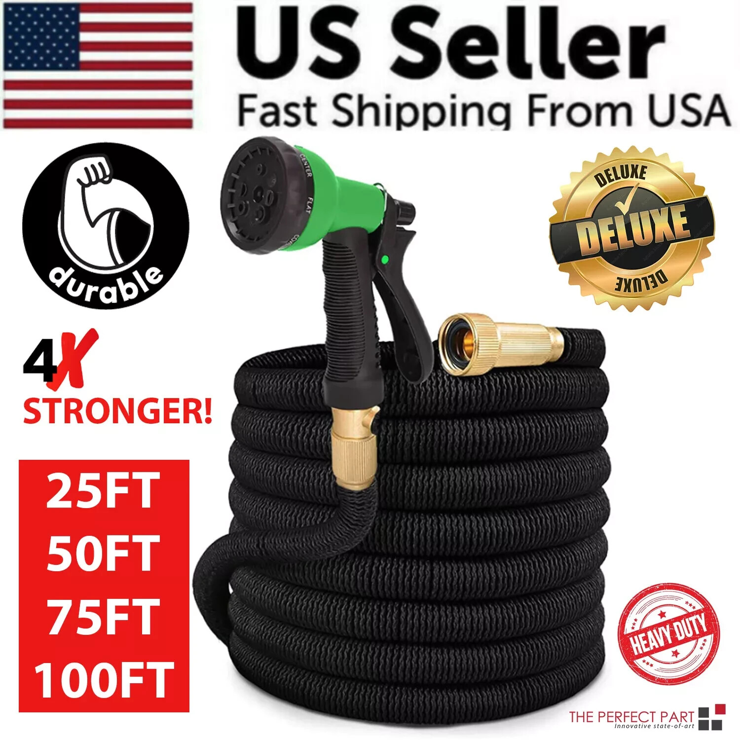 Expanding Expandable Flexible Garden Water Hose w Spray Nozzle 100ft gallery