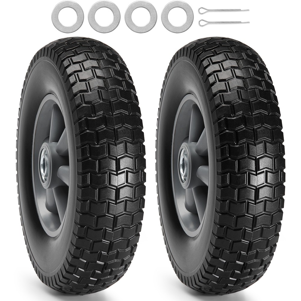 VEVOR Solid PU Run-Flat Tire Wheel Flat Free Tubeless Tire 10" 2-Pack 180 lbs
