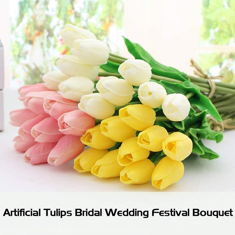 10 PACK Artificial Tulips Real Touch Bridal Home Wedding Party Festival Decor US gallery