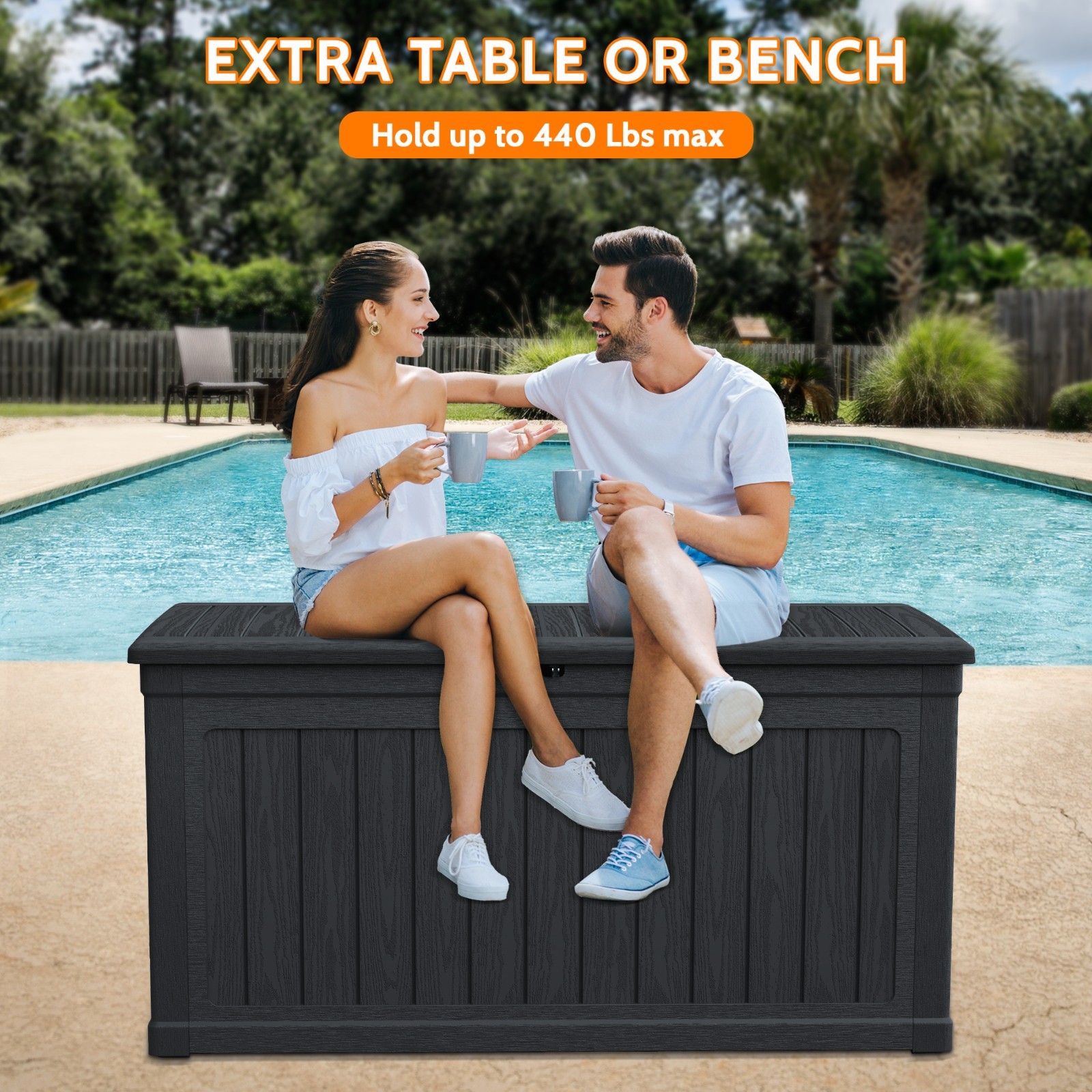 230 Gal Resin Outdoor Deck Box,Storage Lockable Waterproof Patio Furniture Black gallery