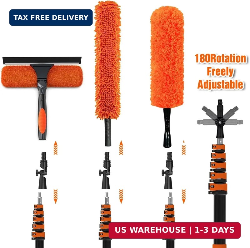 30FT Reach Duster Kit, Window Cleaning with 5-24FT Telescoping Extension Pole, H gallery