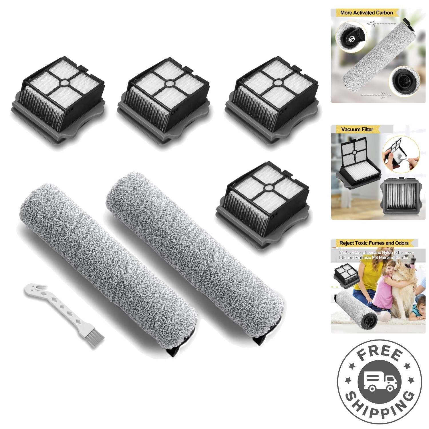 2 Pack Brush Rolls + 4 Pack Filters for iFloor 3 & Floor One S3 Cleaners gallery