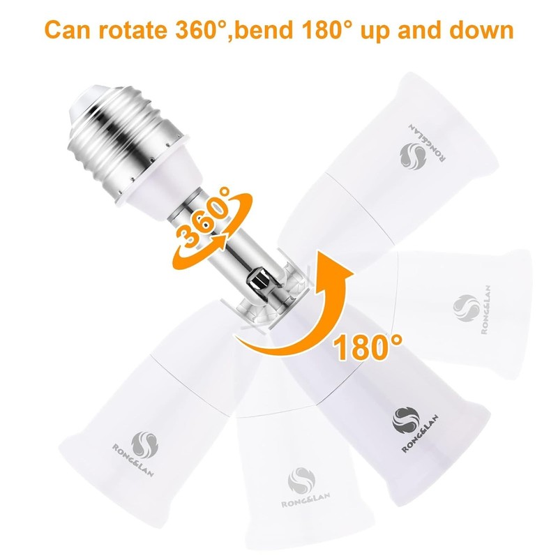 4 Pack E27 Adjustable Flexible Light Bulb Extension Socket Lamp Adapter Extender gallery