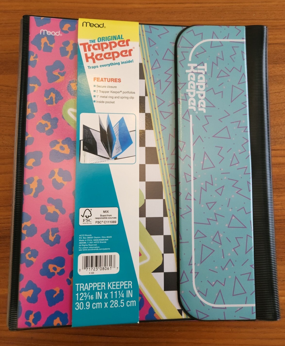 Mead Trapper Keeper Binder Retro Portfolio Vintage Style FUNKY Pink Teal #10722 gallery