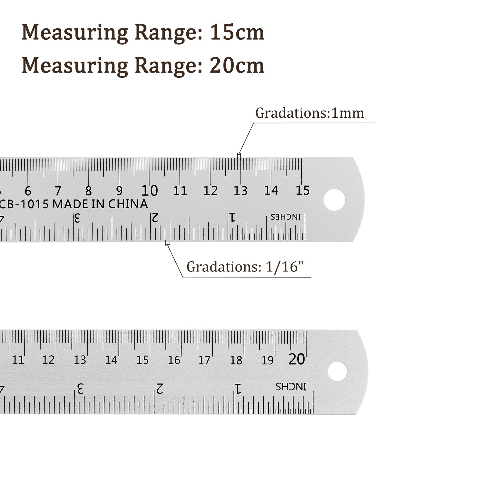 2pcs Ruler[15cm 20cm] Aluminum Straight Metric English Ruler Conversion Table gallery