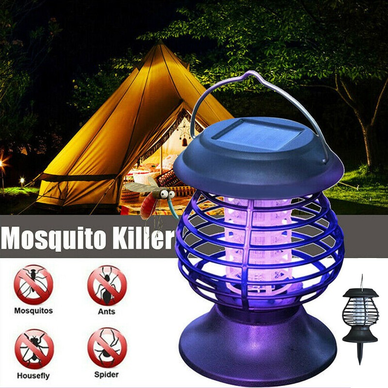 Solar Powered Outdoor Mosquito Fly Bug Insect Zapper Killer Trap UV Lamp Light gallery