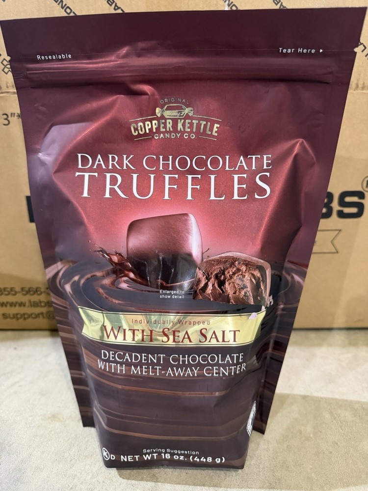 Copper Kettle Candy Company Dark Chocolates Sea Salt Truffles 16 Oz EXP 03/2027