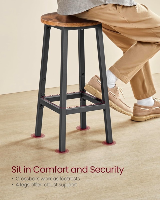 Rustic Brown Counter Height Bar Stools Set of 2 - Easy Assembly Design gallery