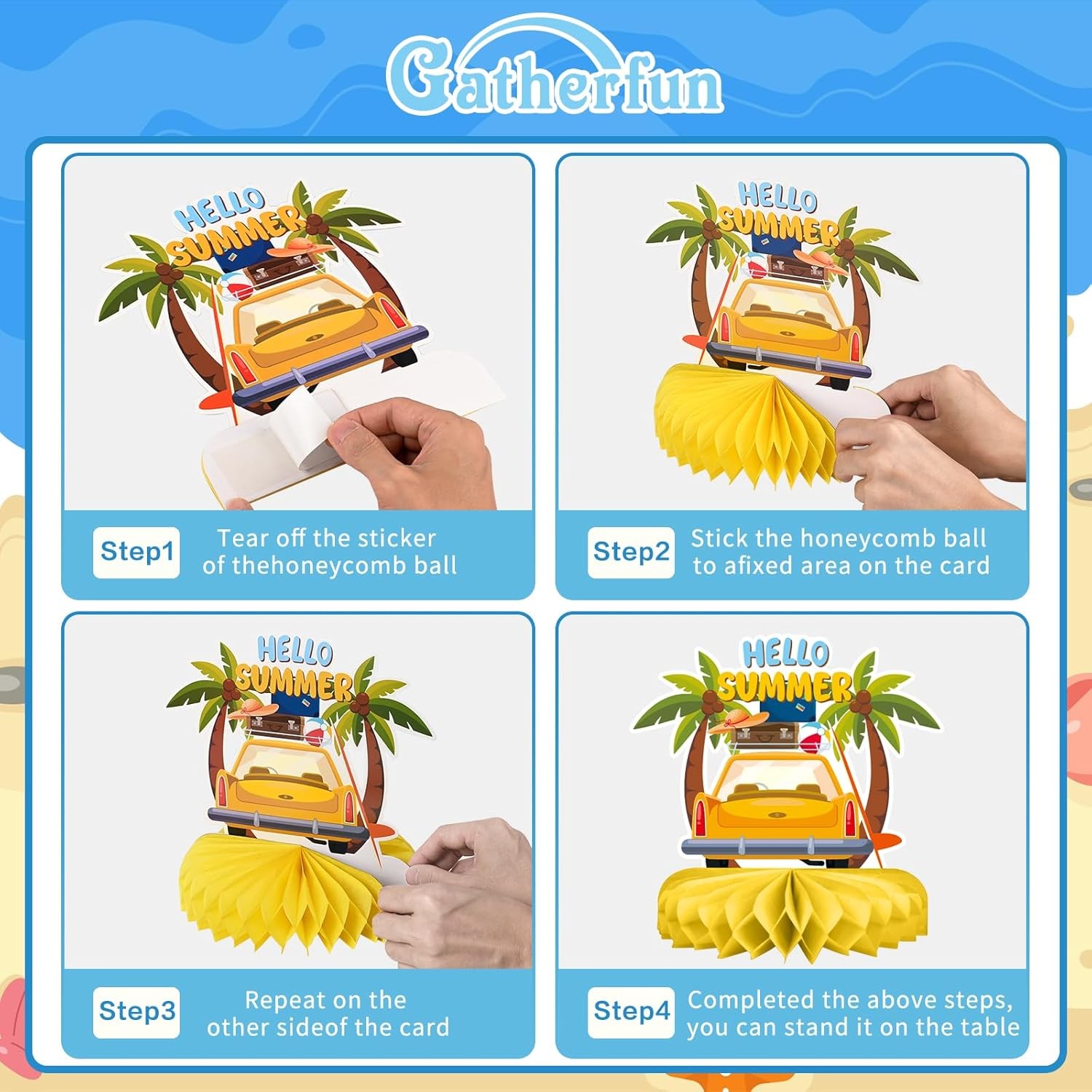 Beach Party Decorations Kit - Beach Themed Honeycomb Centerpieces and Table Deco gallery